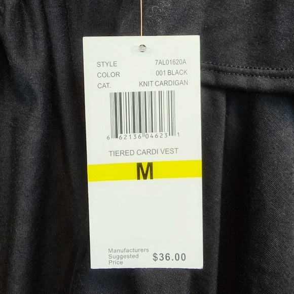 Carolyn Taylor Black Lace Tiered Cardi Vest Size Medium - NEW - Picture 3 of 6